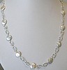 Coin Pearls Silver Link Necklace