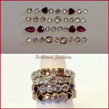 Stacking rings made from loose stones at Rothsteins