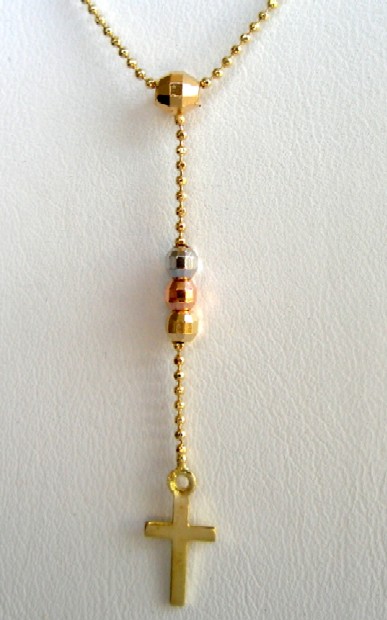 Tri-Color Mini-Rosary Necklace