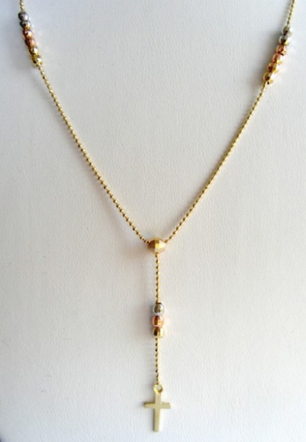 Tri-Color Mini-Rosary Necklace