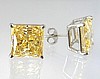 Yellow CZ Princess Cut Studs