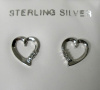 Silver Diamond Heart Earrings